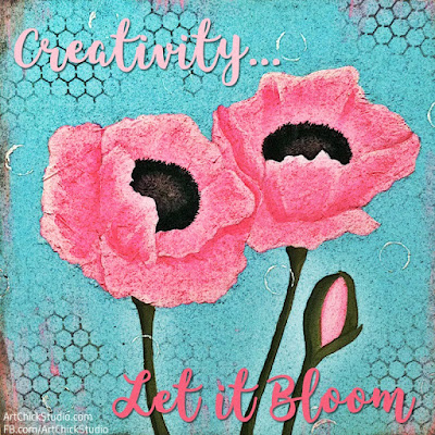 Pink Peonies Creativity Mixed Media from Art Chick Studio