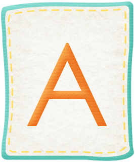 Abecedario dentro de Parches de Tela Celeste. Alphabet inside Patches of Light Blue Cloth.