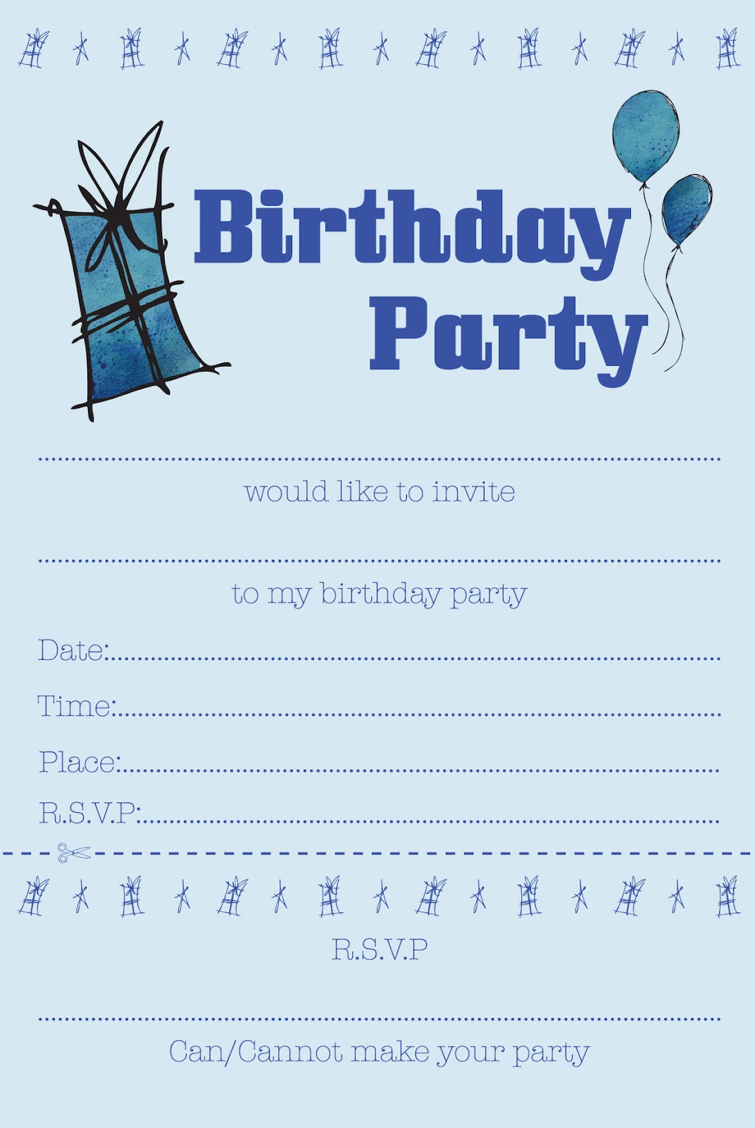 Free Boy Party Invitations Printable