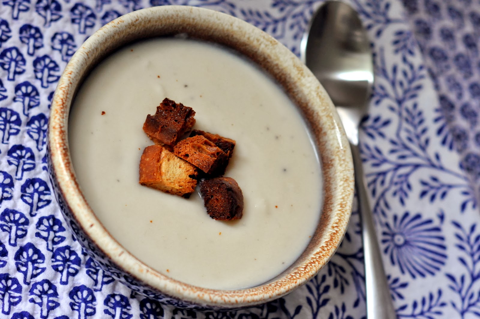 Creamed Cauliflower Soup with Homemade Croutons | Taste As You Go