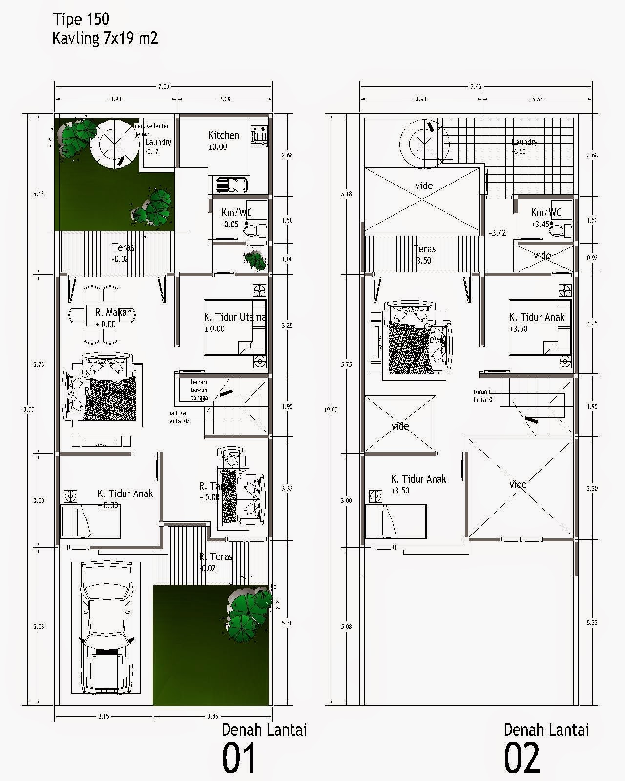 Denah Rumah Minimalis 2 Lantai Type 300 Desain Rumah Minimalis