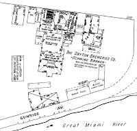 Detail of 1919 Sanborn Insurance Map showing Schwind brewery plant in Dayton. Ohio.