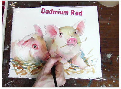 watercolor | animal art | pig art | farm animals | farm | watercolor class | online class | free watercolor class | free art class | online training | read more → http://schulmanart.blogspot.com/2016/06/5-surprising-tricks-for-inspirational.html