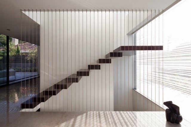 modern staircase design: modern staircase suspended with railing cables modern stairs designs