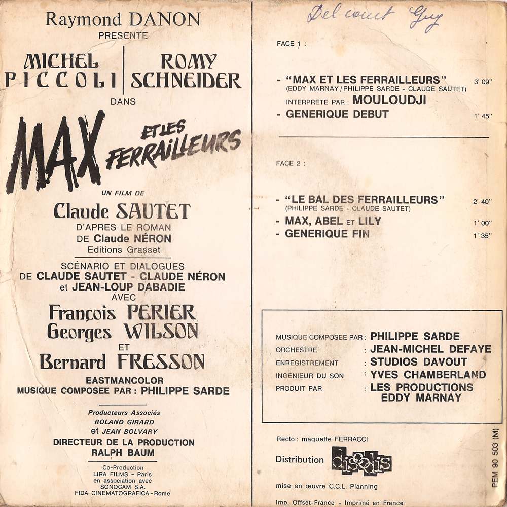 Philippe Sarde Max Et Les Ferrailleurs Philippe Sarde Max Et Les Ferrailleurs