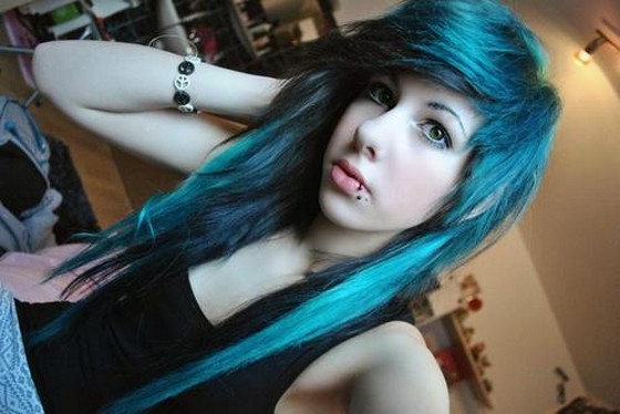 Blue Haired Emo Girl Fingers Herself on Cam - wide 5