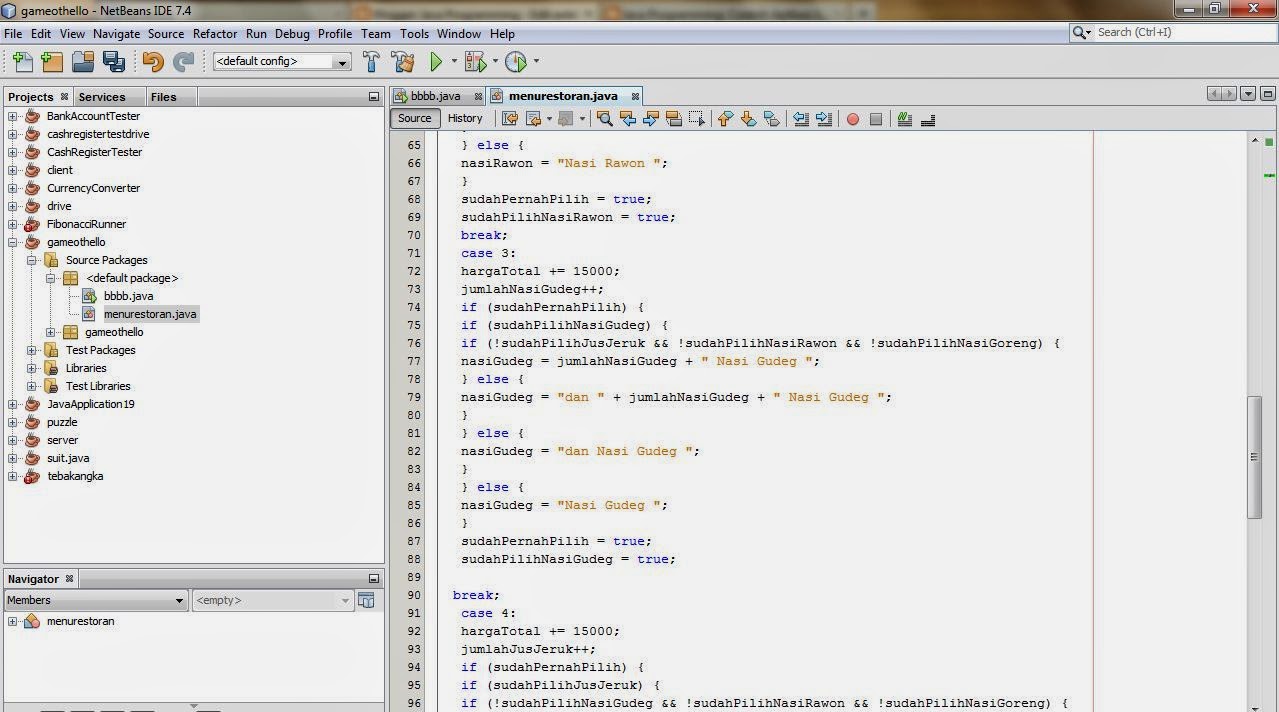 Java Programming: Contoh Aplikasi Java Sederhana Membuat Menu Restoran