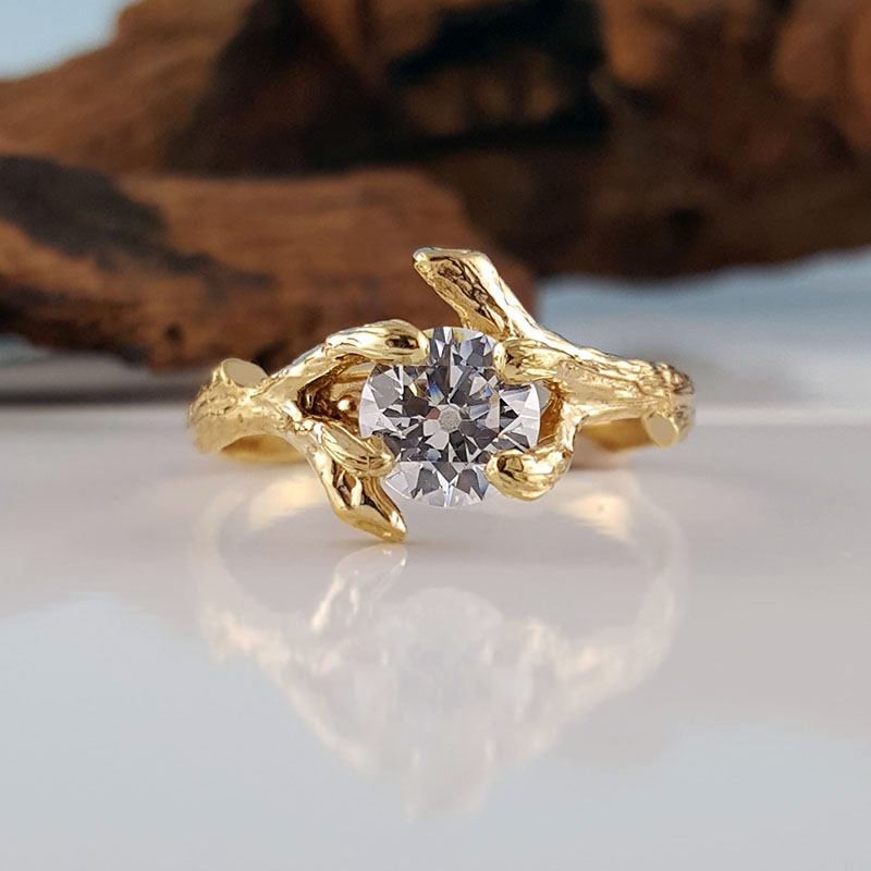 Dawn Vertrees Raw Uncut Rough Engagement Wedding Rings Oval Moissanite