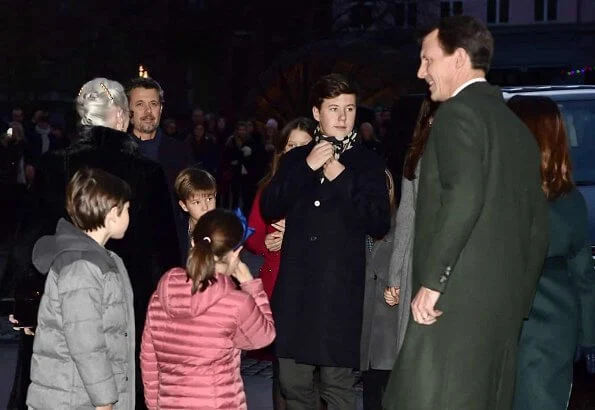 Crown Princess Mary in Massimo Dutti cashmere coat. Princess Marie wore a new Hugo Boss coat. Princess Isabella and Princess Josephine