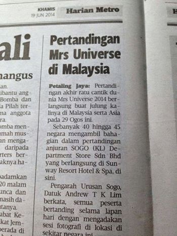 [Pertandingan Mrs. Universe Di Malaysia Pada 29 Ogos 2014/ 1 Ramadhan]