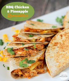 A recipe for quesadillas  with chicken & pineapple filling 