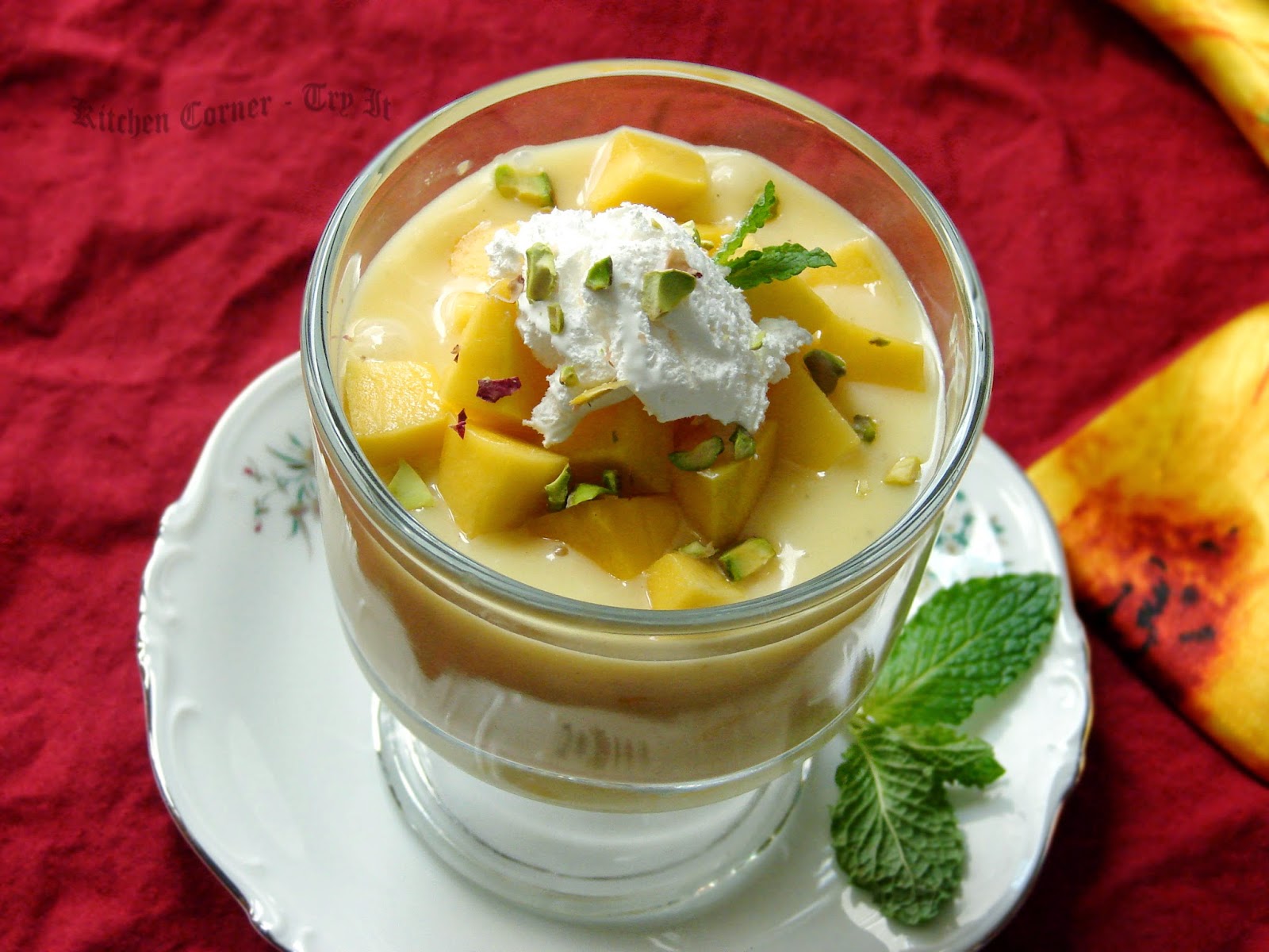 Mangoes with Coconut Custard Sauce