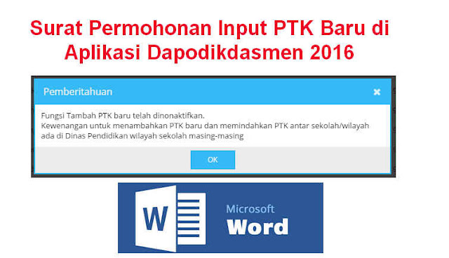Surat Permohonan Input PTK Baru di Aplikasi Dapodikdasmen 2016 Download Surat Permohonan Input PTK Baru di Aplikasi Dapodikdasmen 2016 Format Word