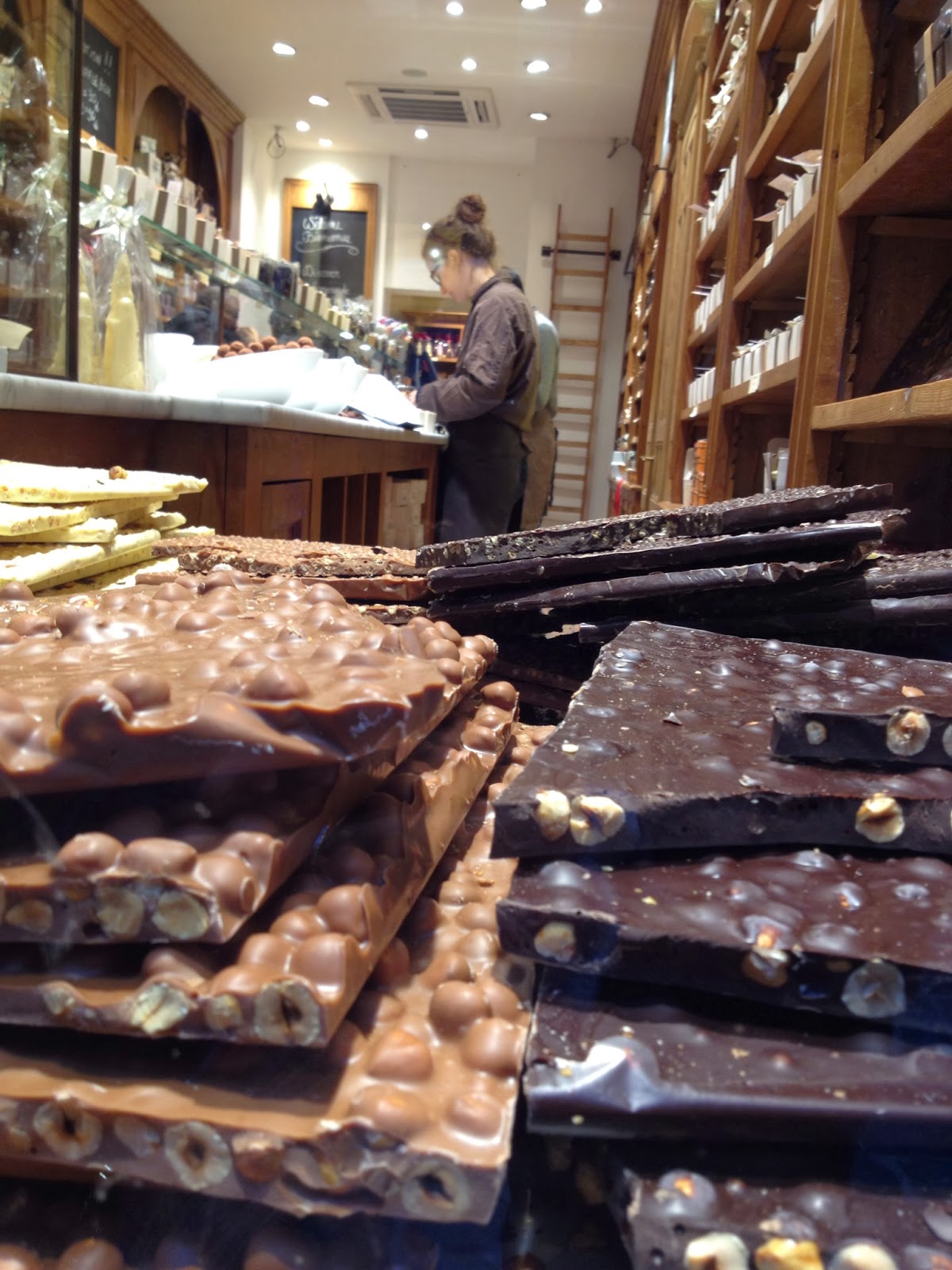 Brussels - Chocolate with hazelnut is sold by weight