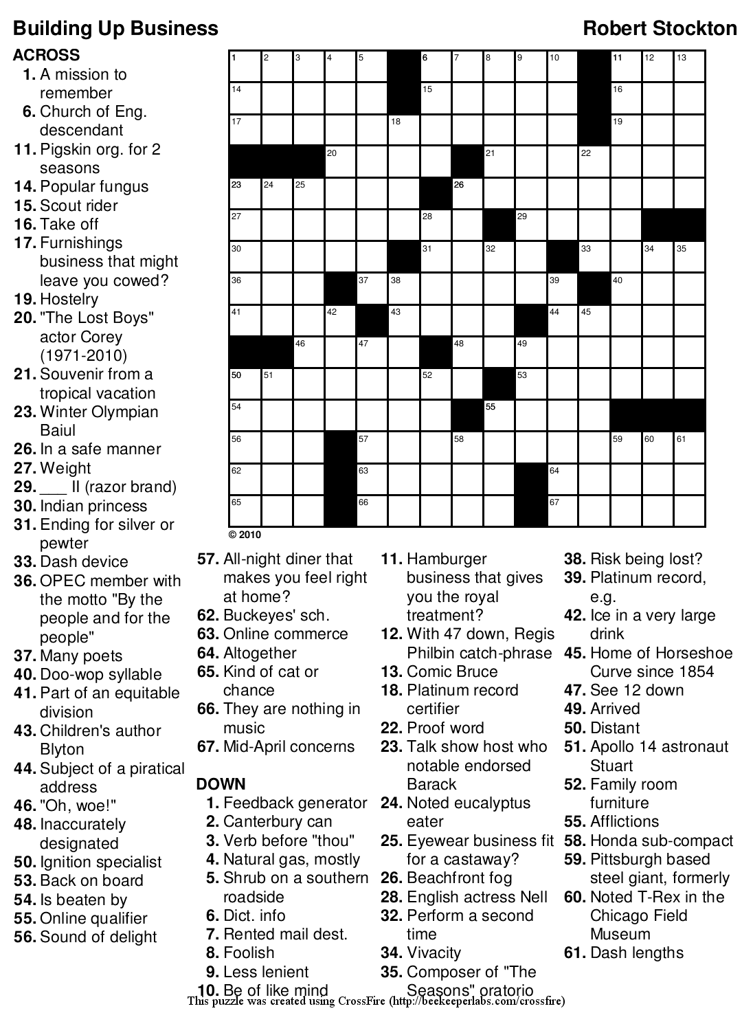 Crossword Puzzles Free Printable With Answers Free Printable Easy