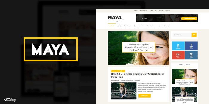 Maya - Professional Blog Style Blogger Template
