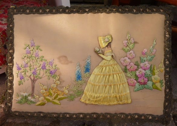 Embroidered vintage crinoline lady chocolate box
