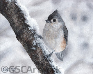 tufted titmouse acrylic painting bird wild animal art artwork