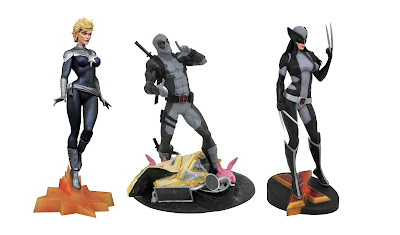 San Diego Comic-Con 2019 Exclusive Marvel Gallery SHIELD Captain Marvel, X-Force Taco Truck Deadpool & X-Force X-23 Statues by Diamond Select Toys x Previews
