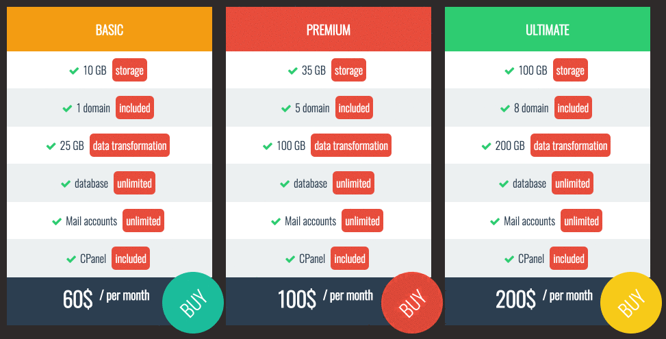 Pricing table with Animation beautiful button