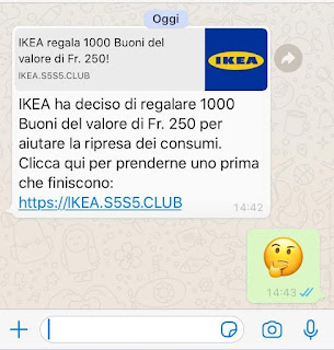 Truffa buono IKEA da 250 euro su Whatsapp