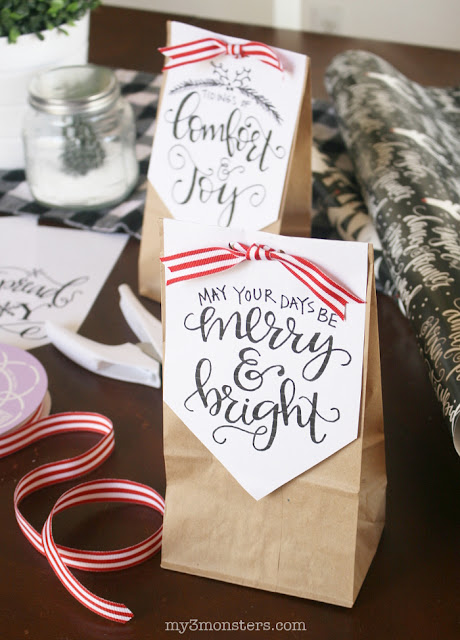 Handlettered Holiday Treat Bags
