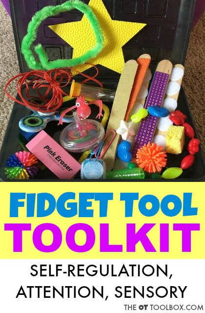 Make an occupational therapy activity toolkit to address attention or self-regulation needs using sensory fidget tools and other items used in pediatric OT. Make an occupational therapy activity toolkit to address attention or self-regulation needs using sensory fidget tools and other items used in pediatric OT.