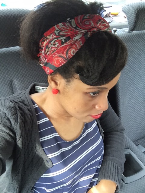 Easy Retro Pin Up Scarf Hairstyle On Relaxed Texlaxed Hair No
