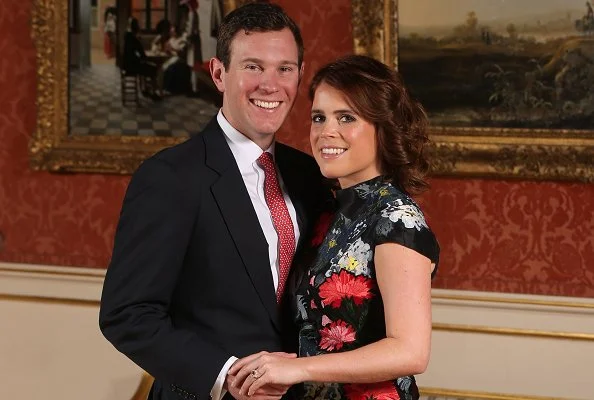 Princess Eugenie wore ERDEM Hetty Embroidered Silk Organza Mini Dress. shoes by Jimmy Choo