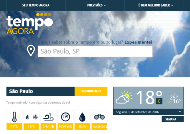Temperatura atual em São Paulo, temperatura em seu bairro