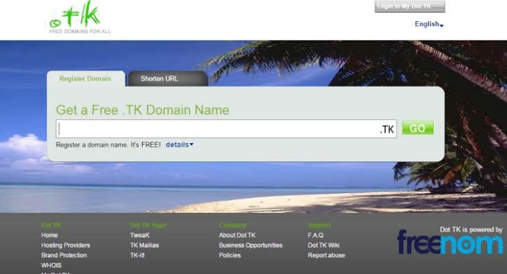 Dapatkan Domain .Tk Gratis Dapatkan Domain .Tk Gratis