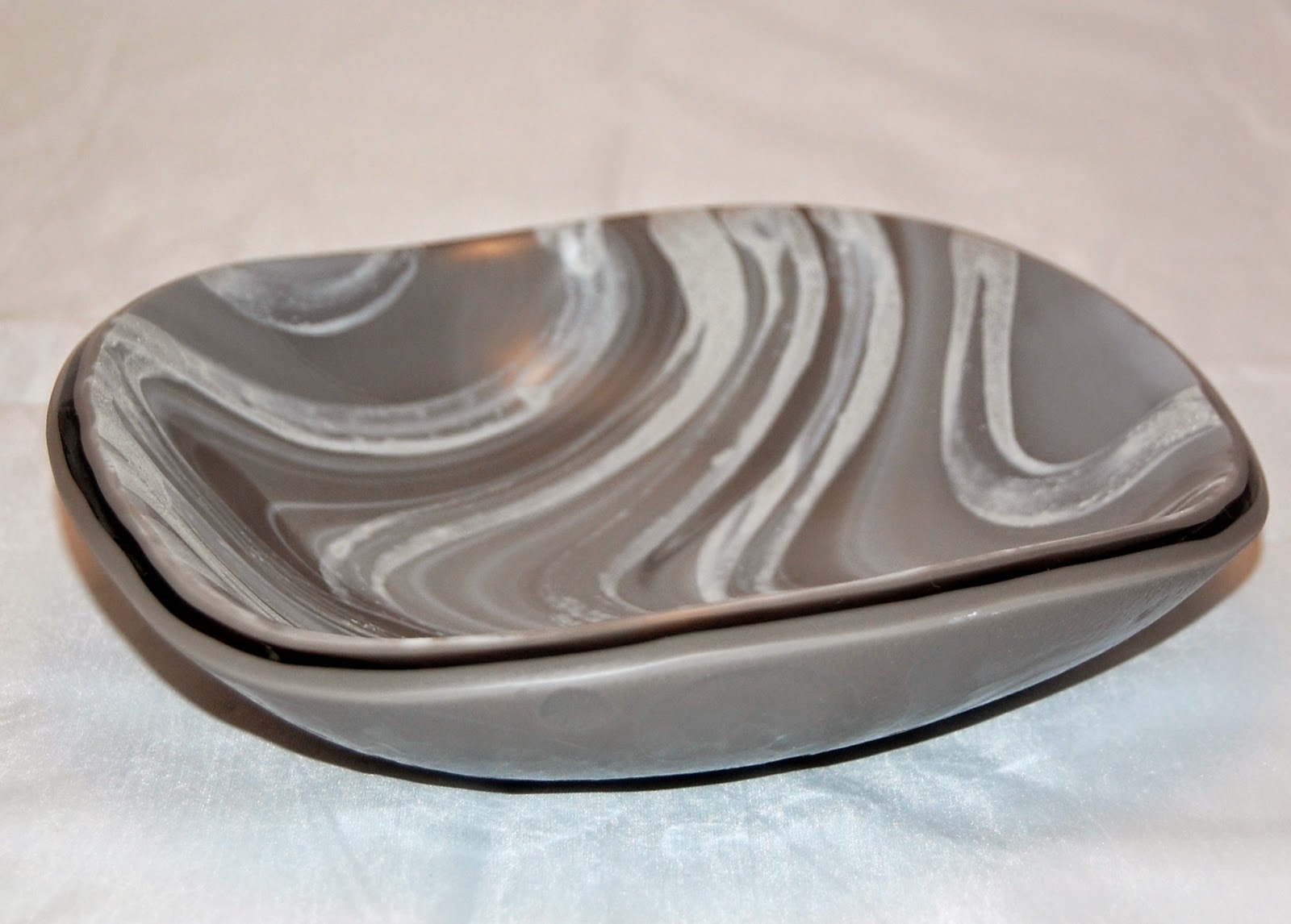 Silver Lining fused glass art bowl
