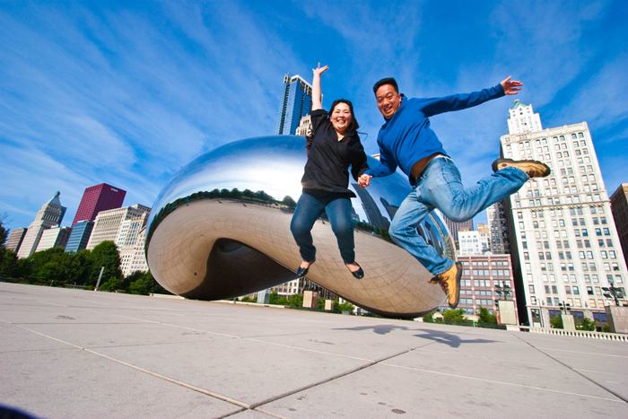 Cloud Gate, a public sculpture is the centerpiece of the AT&T Plaza in Millennium Park within the Loop community area of Chicago, Illinois, United States. The sculpture is nicknamed "The Bean" because of its bean-like shape. Made up of 168 stainless steel plates welded together, its highly polished exterior has no visible seams. 