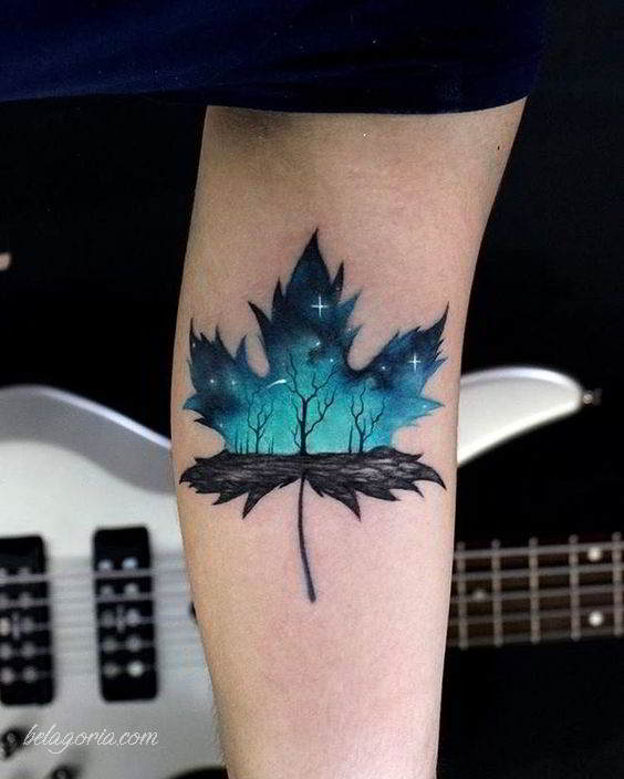 foto con tatuaje de bosque espectaculare