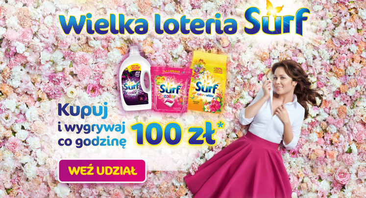 Wielka Loteria Surf - wygrywaj co godzinę 100 zł Konkurs