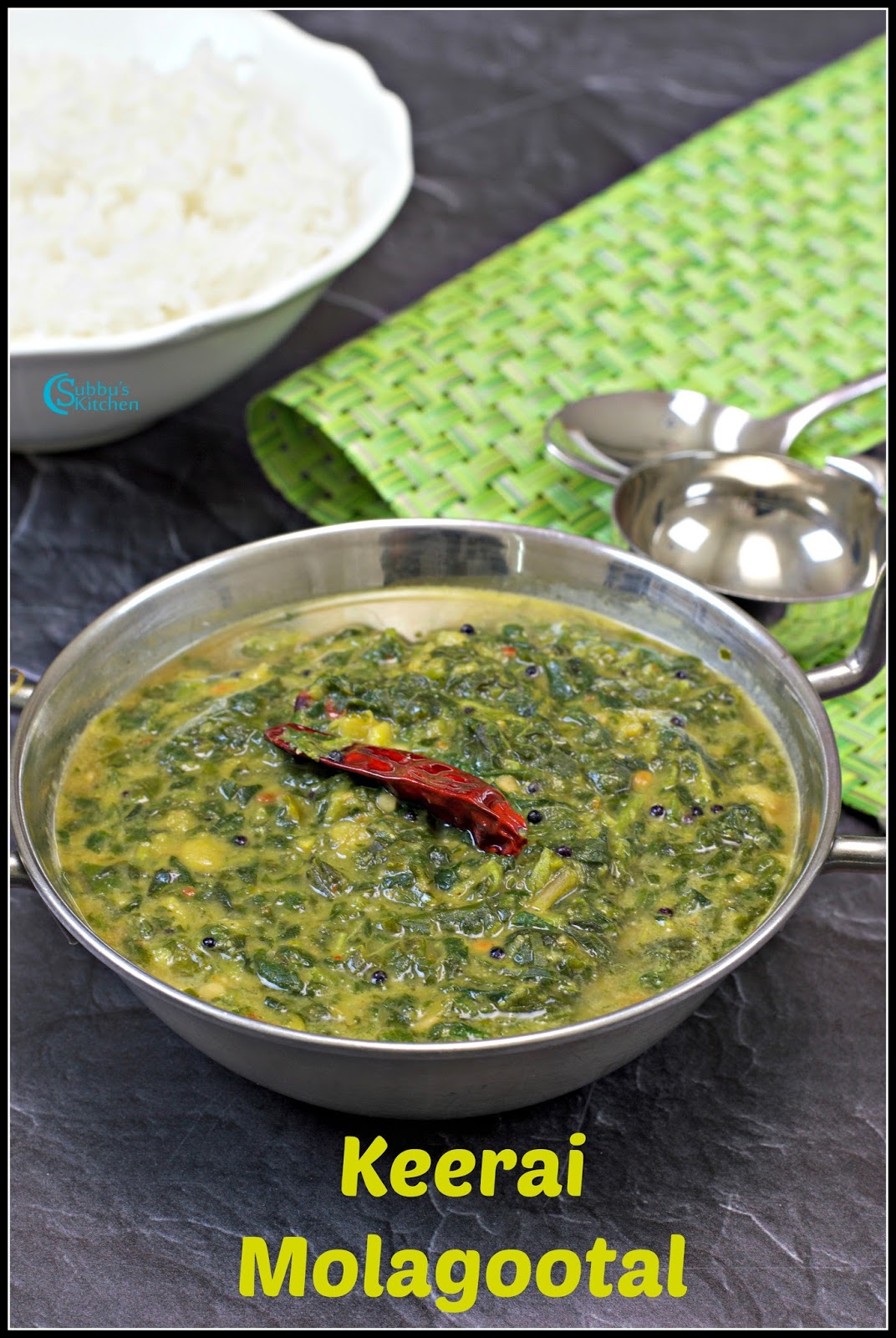 Keerai Molagootal Recipe Spinach Lentil Curry Recipe Subbus Kitchen