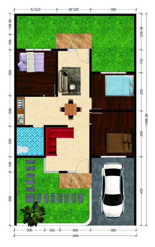  Contoh  Desain Rumah  Minimalis  Tipe 55 110 m2 di Yogyakarta  