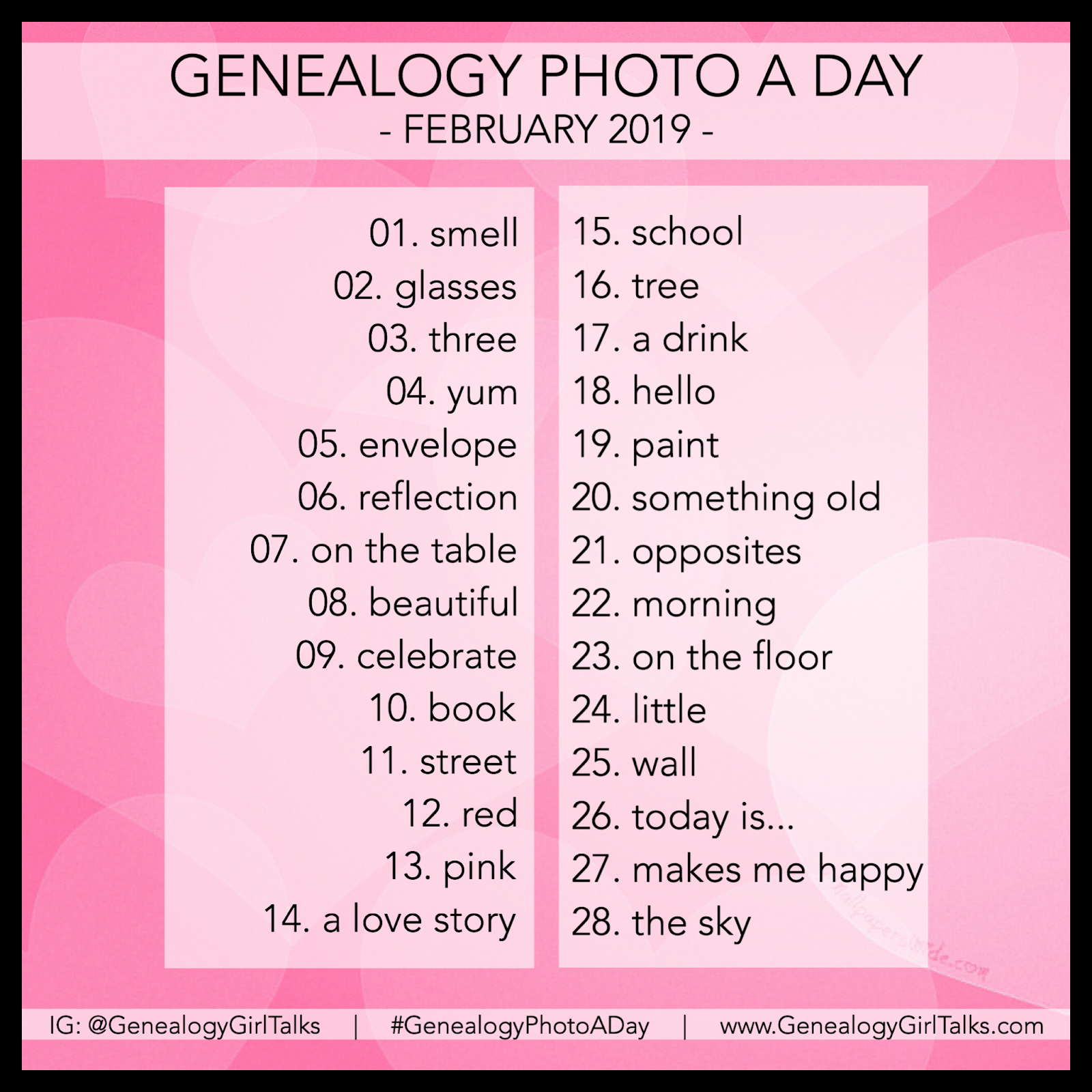 February 2019 Genealogy Photo A Day prompts from Genealogy GIrl Talks - #Genealogy #FamilyHistory #GenealogyPhotoADay #GenealogyGirlTalks