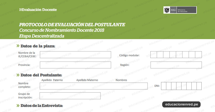 NOMBRAMIENTO DOCENTE 2018: Protocolo de Evaluación del Postulante - Comité de Evaluación - MINEDU - www.minedu.gob.pe NOMBRAMIENTO DOCENTE 2018: Protocolo de Evaluación del Postulante - Comité de Evaluación - MINEDU - www.minedu.gob.pe