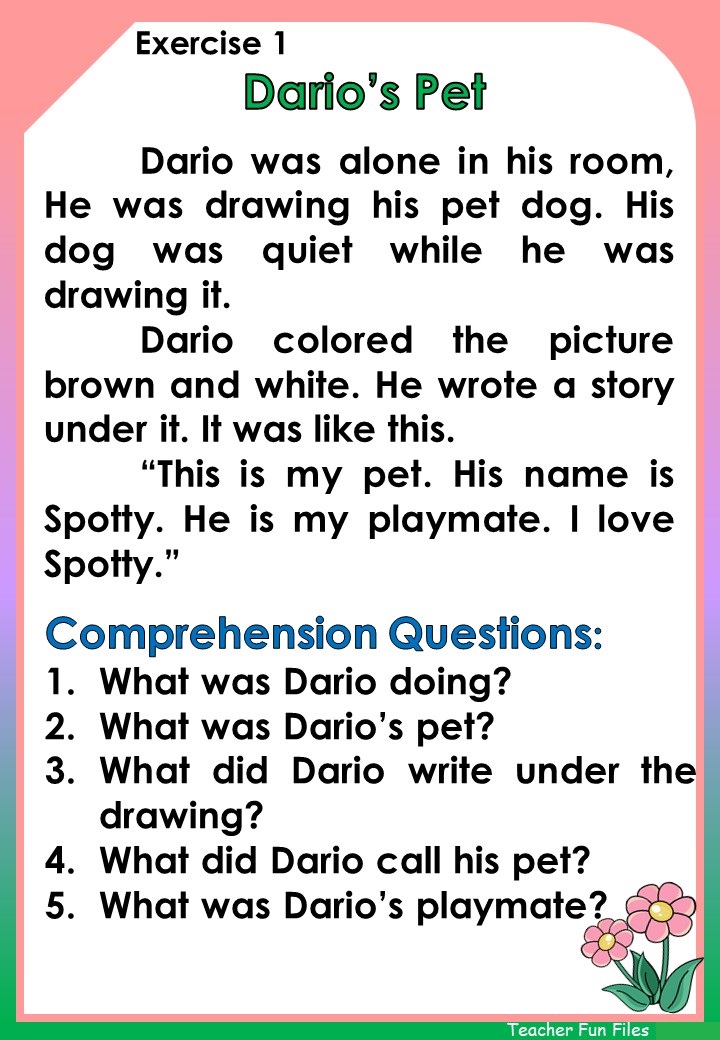 Teacher Fun Files: Reading Passages with Comprehension Questions
