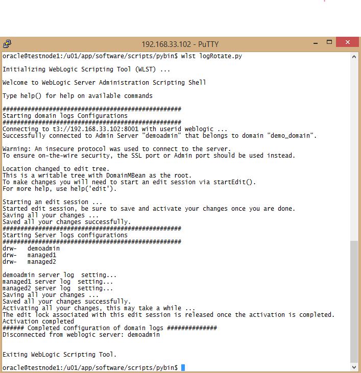 WLST by Examples Logging configuration for domain and Logic server