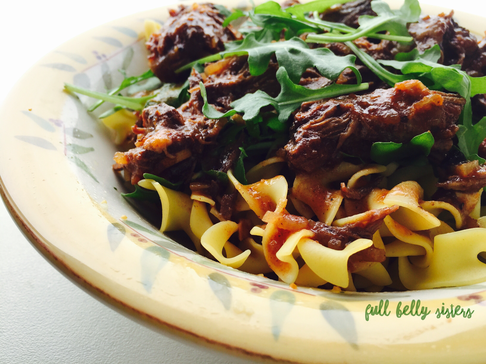 Slow Cooker Red Wine Braised Beef with Arugula