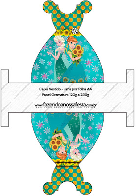 Frozen Fever: Cajas para Imprimir Gratis. Este es para cajas con forma de vestido-Cajita.
