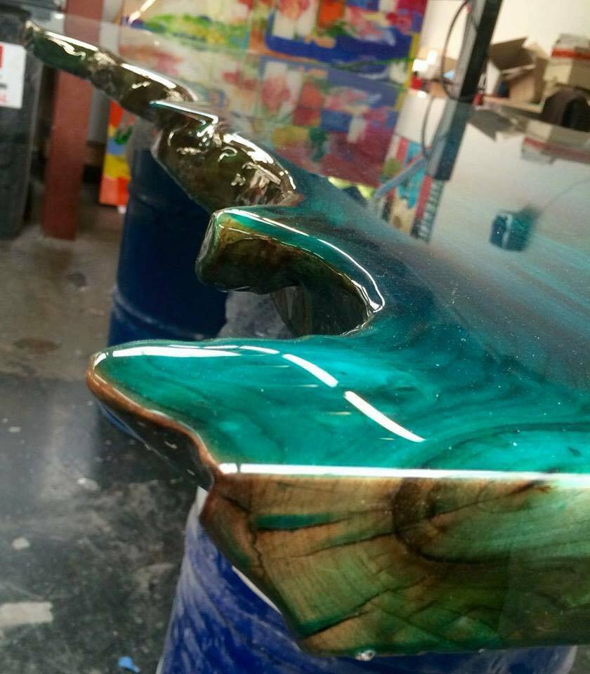 Guide Epoxy Resin pouring glue a transparent table mirror Decor Units