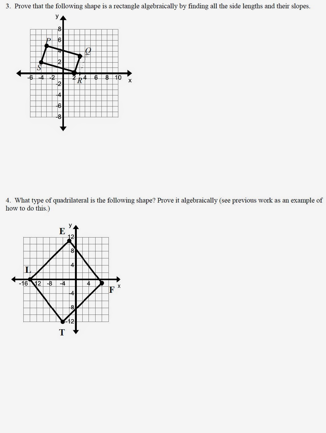 Mr. Matt's Math Classes Assignment Prove Geometric Shapes