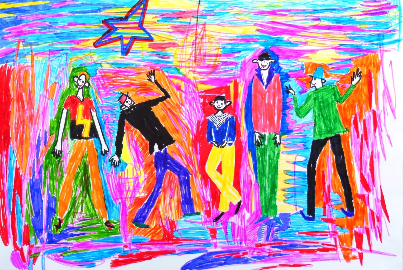 Крутой песня нарисуй. Рисунки разноцветные друзья. Творческая работа. Разноцветные люди рисунок. Разноцветная неделя рисунок.