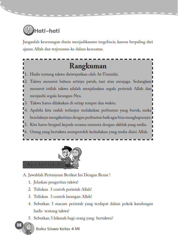 Mi Nurul Huda 5 Menetukan Beberapa Perilaku Yang Sesuai Isi Kandungan Hadits Tentang Taqwa