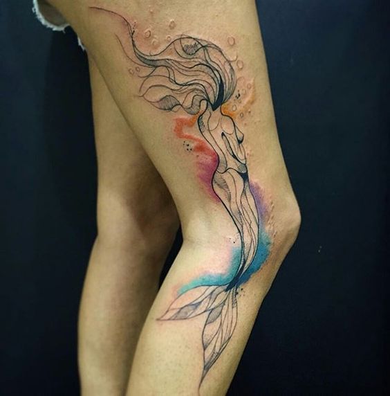 Mermaid Hip/thigh Tattoo - Tattoo Ideas and Designs | Tattoos.ai