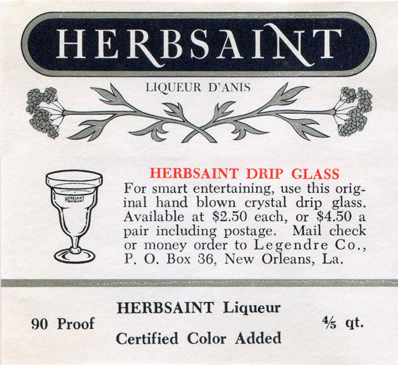 New Orleans Absinthe History A Glass of Herbsaint, The classic