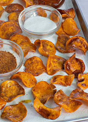 Honey Butter Sweet Potato Chips Honey butter sweet potato chips on My Paleo Marin with salt and red pepper flakes.